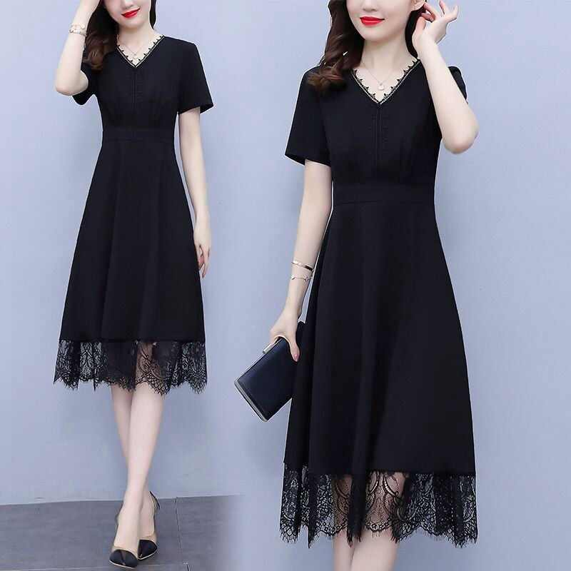ZXRYXGS Summer Women Dress 2022 New Fashion Solid Color Black Dress Was Thin Temperament Slim Dress Elegant Trend Dr